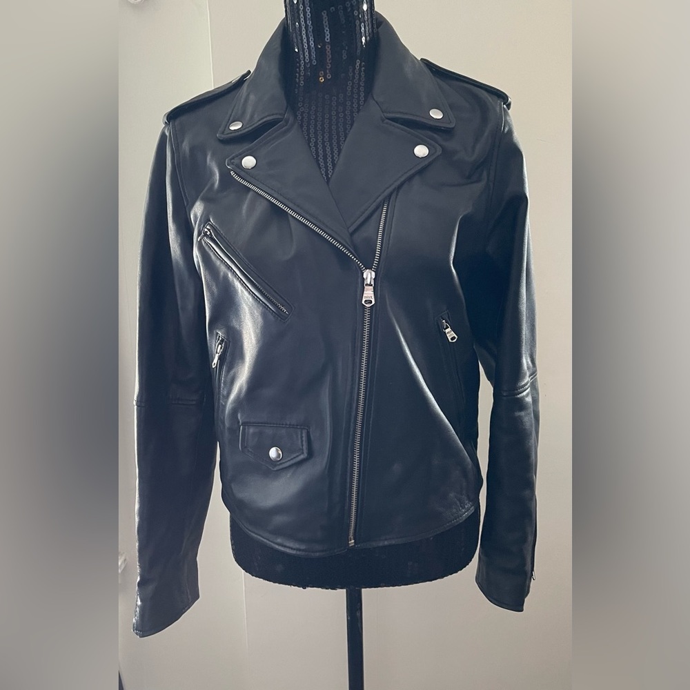 Levi's Black Leather Moto Jacket Size Meduim